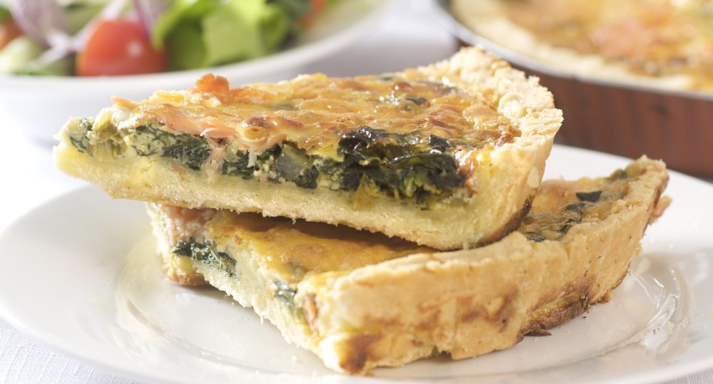 Kišas Quiche su lašiša ir špinatais 